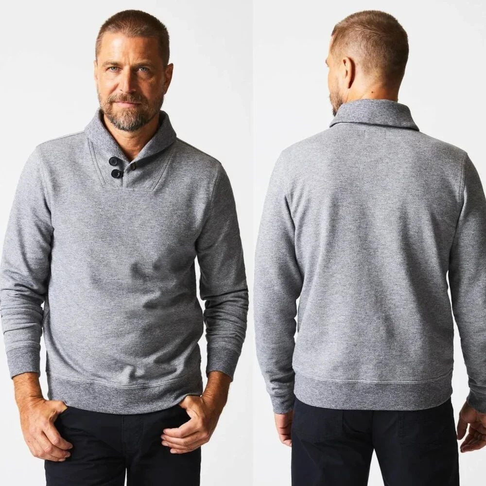 Billy Reid Medium Gray Mouline Shawl Pullover Sweatshirt - 22471